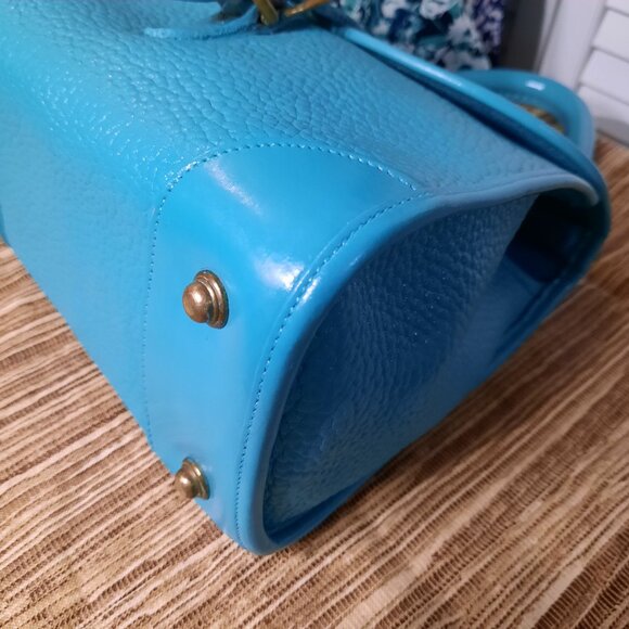 Dooney & Bourke Blue Carpet Bag Hand Painted Turquoise Crossbody Bag Vintage - Picture 7 of 16